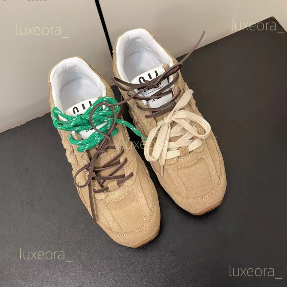 New Flat Casual Shoes loafer mule Women Round Toe Lace Up Luxury Men Shoes Running Couple Designer Shoes Cow Suede Unisex Sneakers Outdoor Sports an