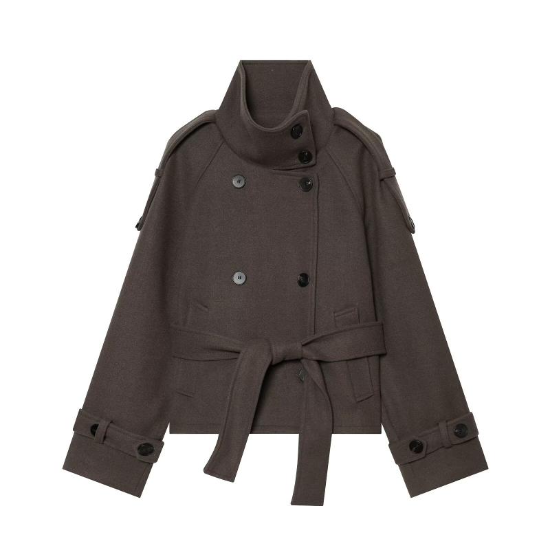 Manteau en laine douce à Double boutonnage pour femmes, surdimensionné, couleur unie, manches longues, vêtements d'extérieur, automne 2026