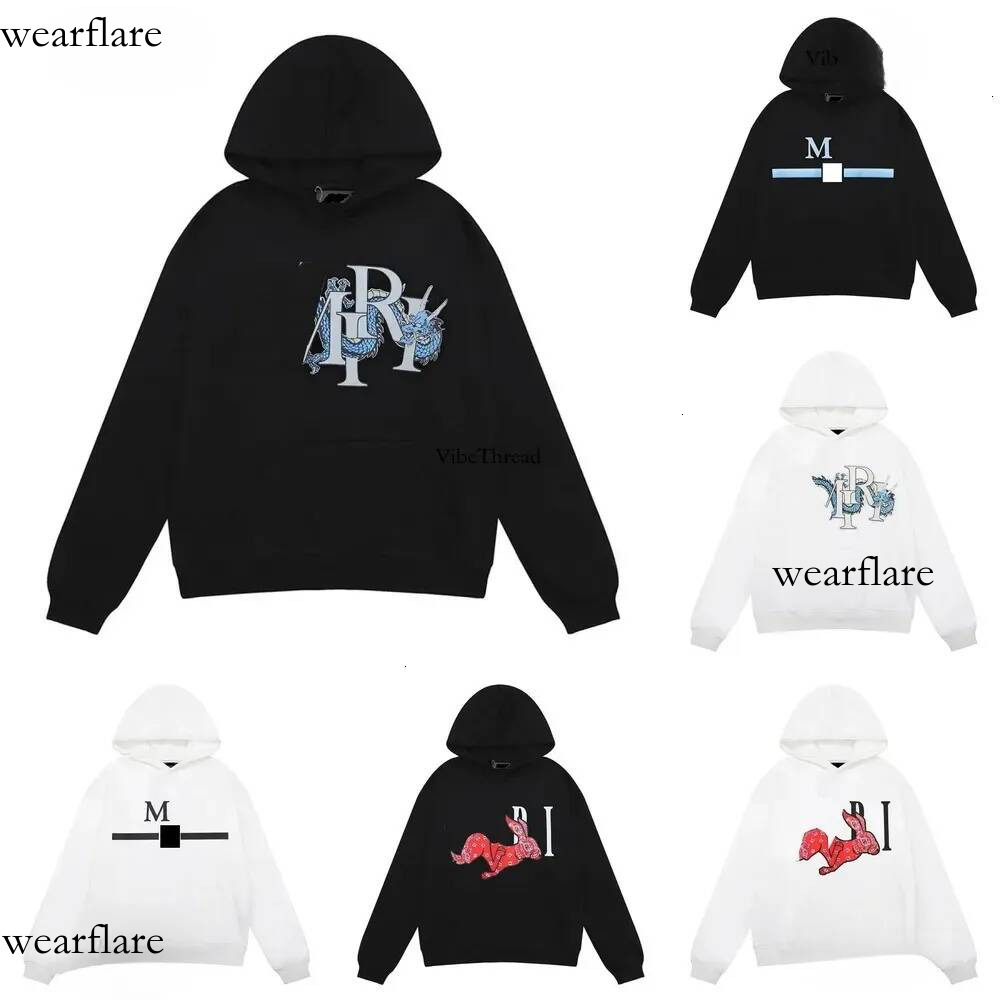 amirness hoodie Luxury Brand Men's Hoodies Y2k Up High Street Colorful Pattern Stylish Bone Man Hip Hop Long Sleeve Loose Hooded Sweatshirt d83