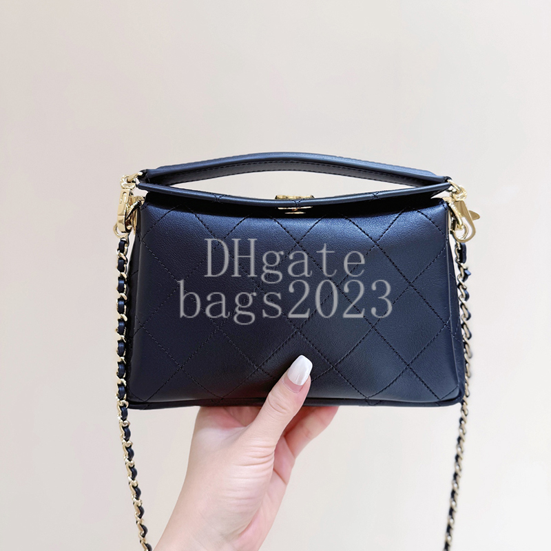 FLAP BAG WITH TOP HANDLE 23CM Master quality Designer bag Calfskin Chain shoulder crossbody bag Luxury Evening Bag with Gift Box X055A