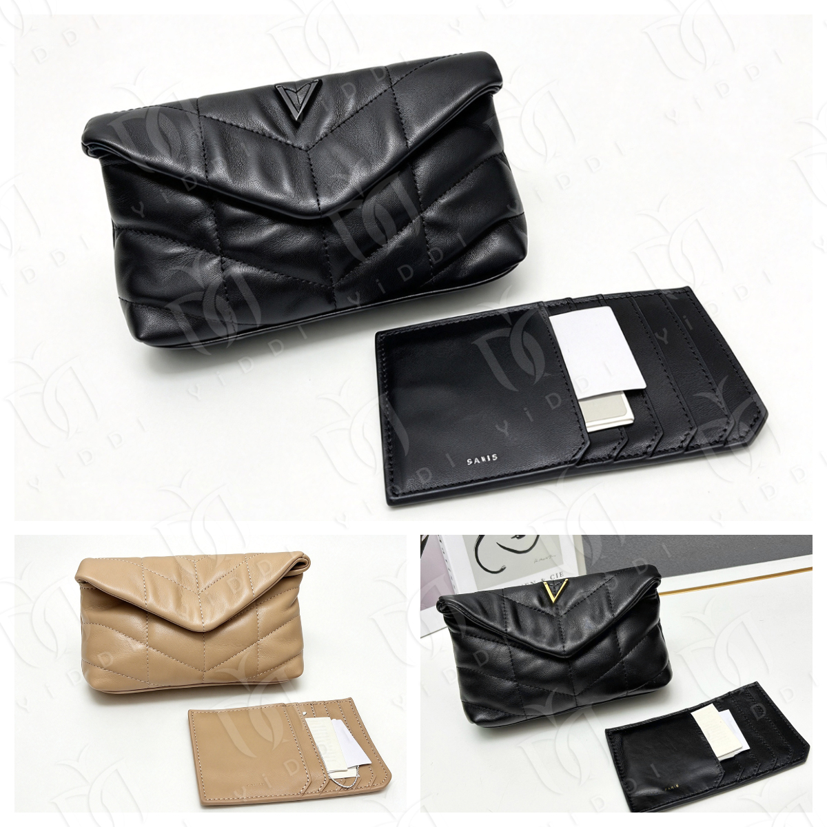 Top Quality Lambskin Quilted Envelope Clutch Bag For Women Soft Puffy Leather Clutch Designer Luxury Elegant Party Purse Mini Flap Handheld Wallet W