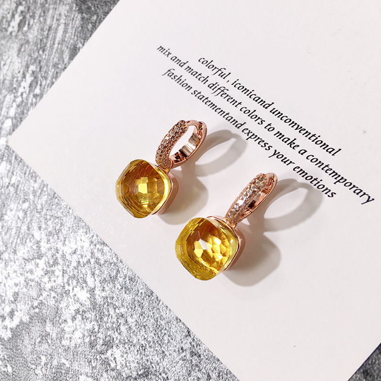 Jewer Designer Earring 10 6Mm Nudo Set With Milk White for woman gold Zircon For Womens Amethyst Pendant Candy Square moissanite Crystal Earrings Fa