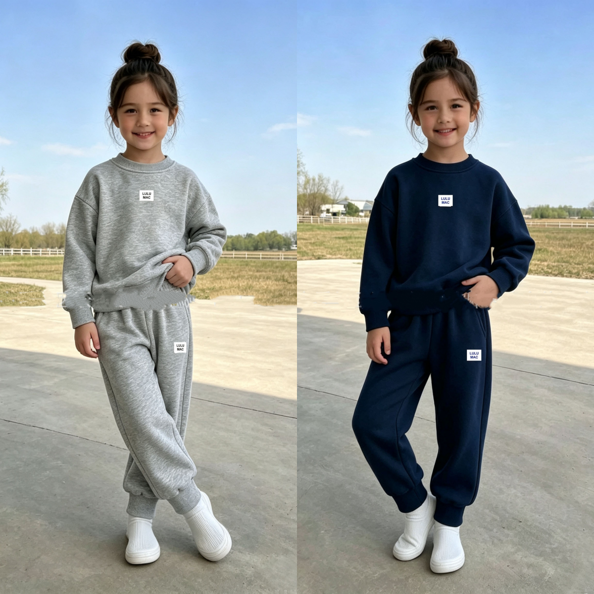 L6754 MAC Ensemble sweat-shirt imprimé alphabet pour filles Nouvelle collection printemps-automne Ensemble de sport décontracté ample deux pièces