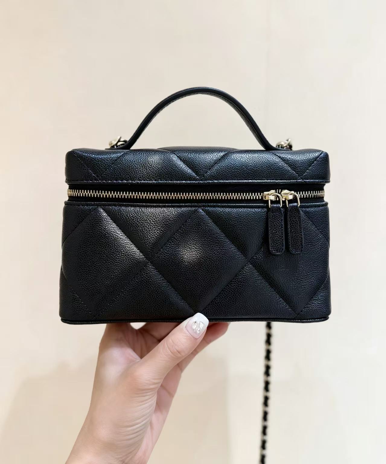 Designer Bag Women Quilted Vanity Case Box Bag Top Handle Chain Crossbody Purse Large Capacity Zipper Makeup Handbag Removable Strap Daily Commuter