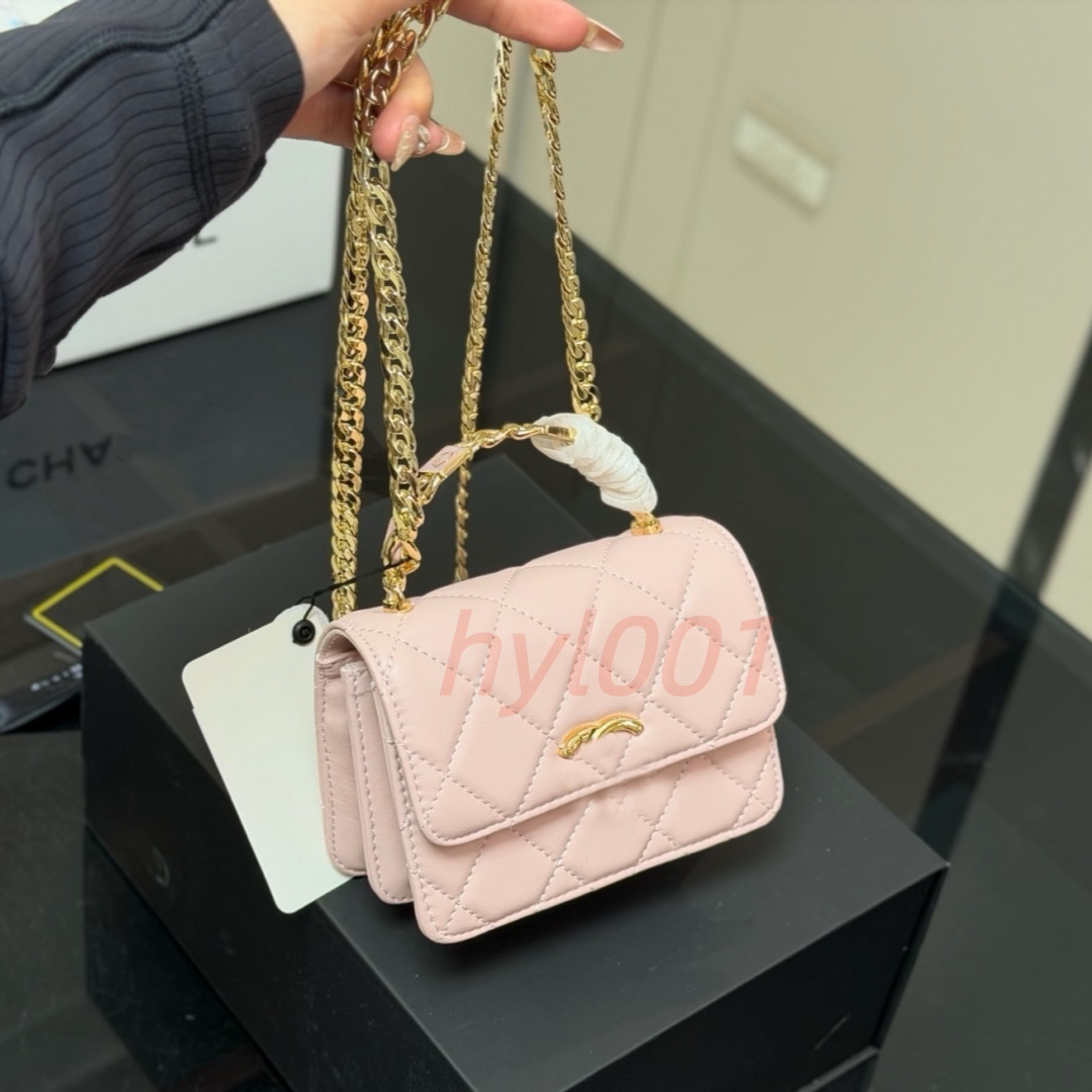 Designer Luxury Mini Flap Bags Enamel Geometric Block Metal Top Handle Shoulder Bag Women Caviar Leather Crossbody Handbag Accordion Multi Card Slot