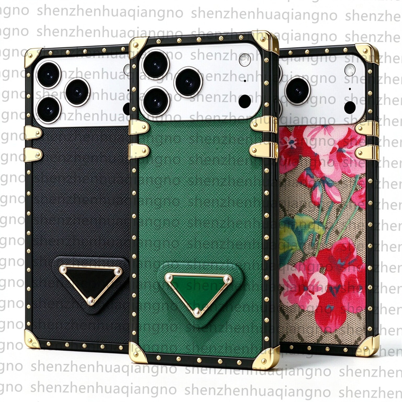 iPhone 18 Pro Max Case, Luxury Square Trunk Designer Phone Case, Saffiano Leather Shockproof Fashion Protective Cover for iPhone 17 Pro Max 16 15 14