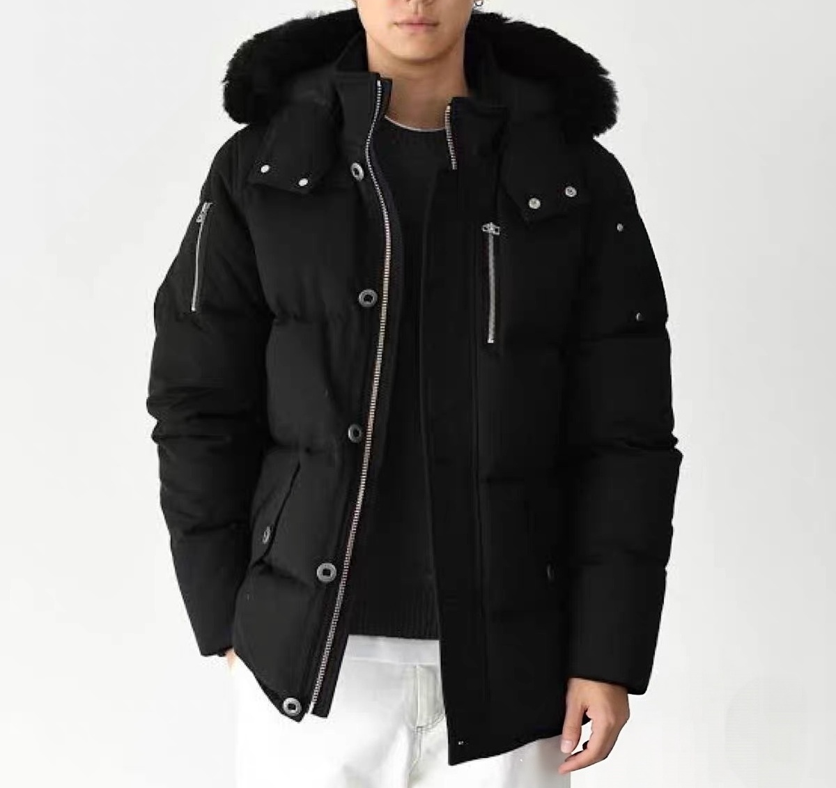 10A Men Jackets Winter Hooded Moose Down Knucsmen Jacket And 3Q Jacket with the White Down Coats Real Fur windbreaker warm coat man zipper thick par