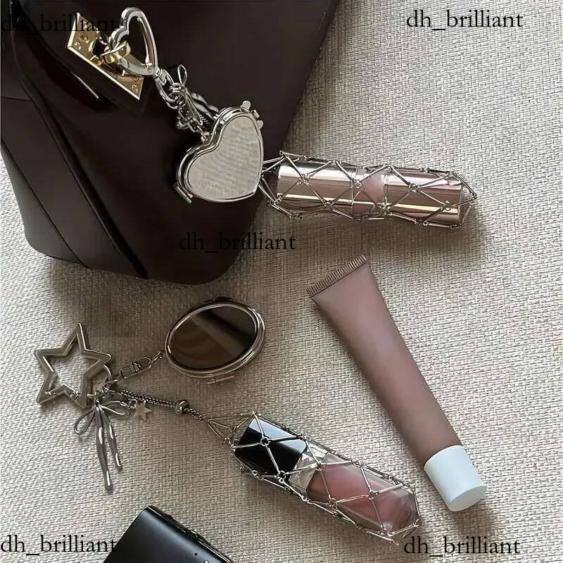 Boîte de rangement miroir pour femmes, Style Ins européen et américain, sac de rouge à lèvres, pochette en maille, porte-clés pendentif tendance,