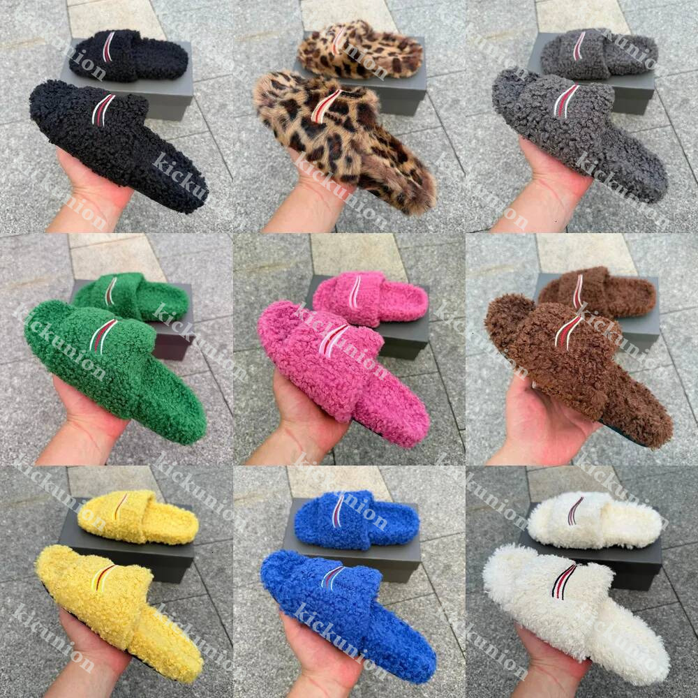 Top Quality Luxury Slides Furry Slippers Slide sandals House shoes slides Mules Fall Winter Men Women slip ons Footwear Paris Comfortable Fuzzy Flip