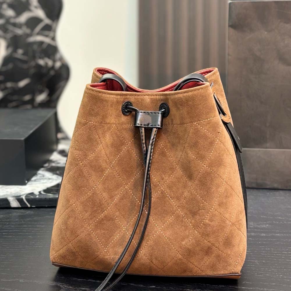 Designer Bag Top-Tier Quality Luxury Suede Diamond Grid Water Bucket Bag Classic Suede Retro Fashion Adjustable Shoulder Strap Handbag Purse Fashion