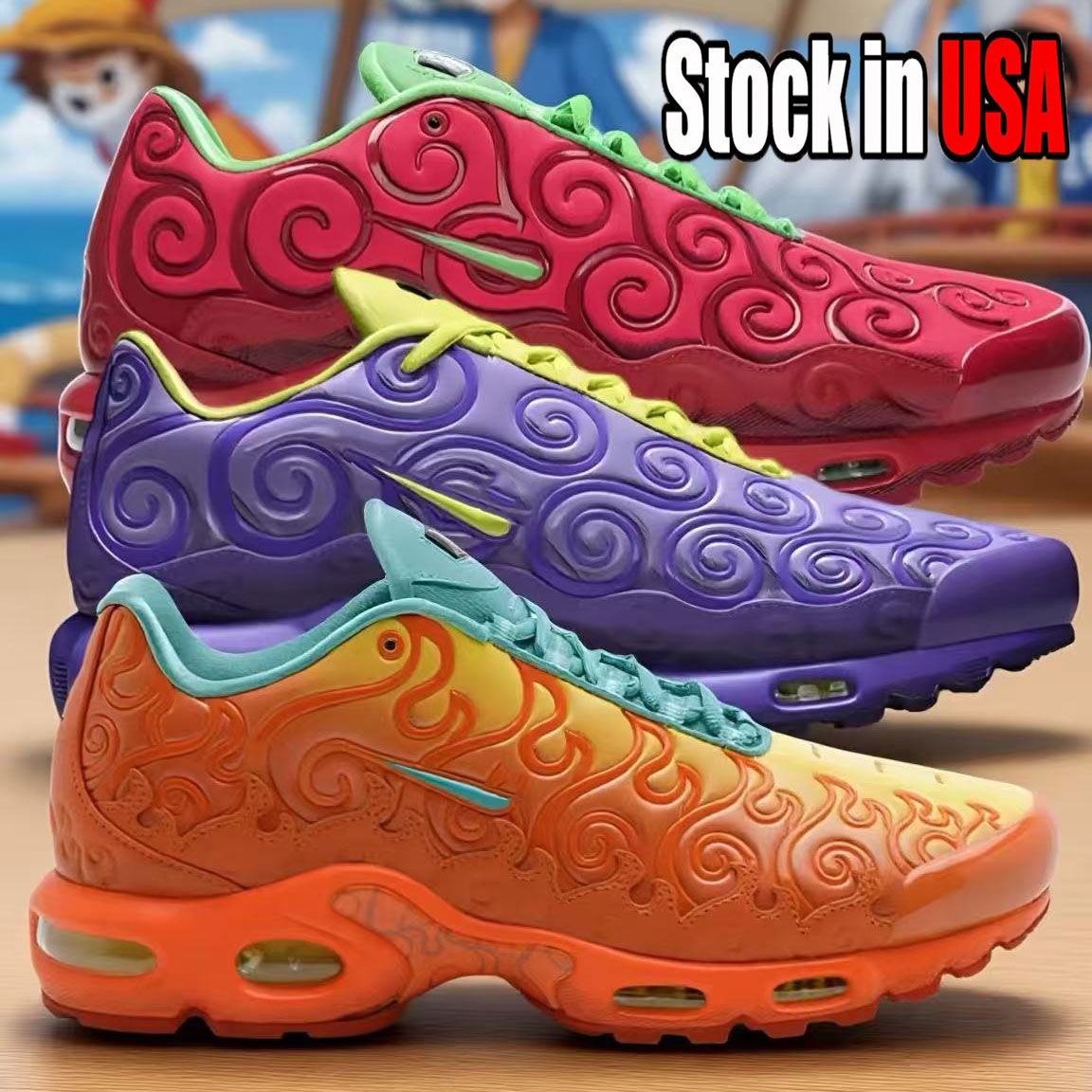 One Piece Tn Designer Running shoes Three-color scheme: purple, orange, red tn tns plus sneakers men women durable trainers outdoor comfortable spor