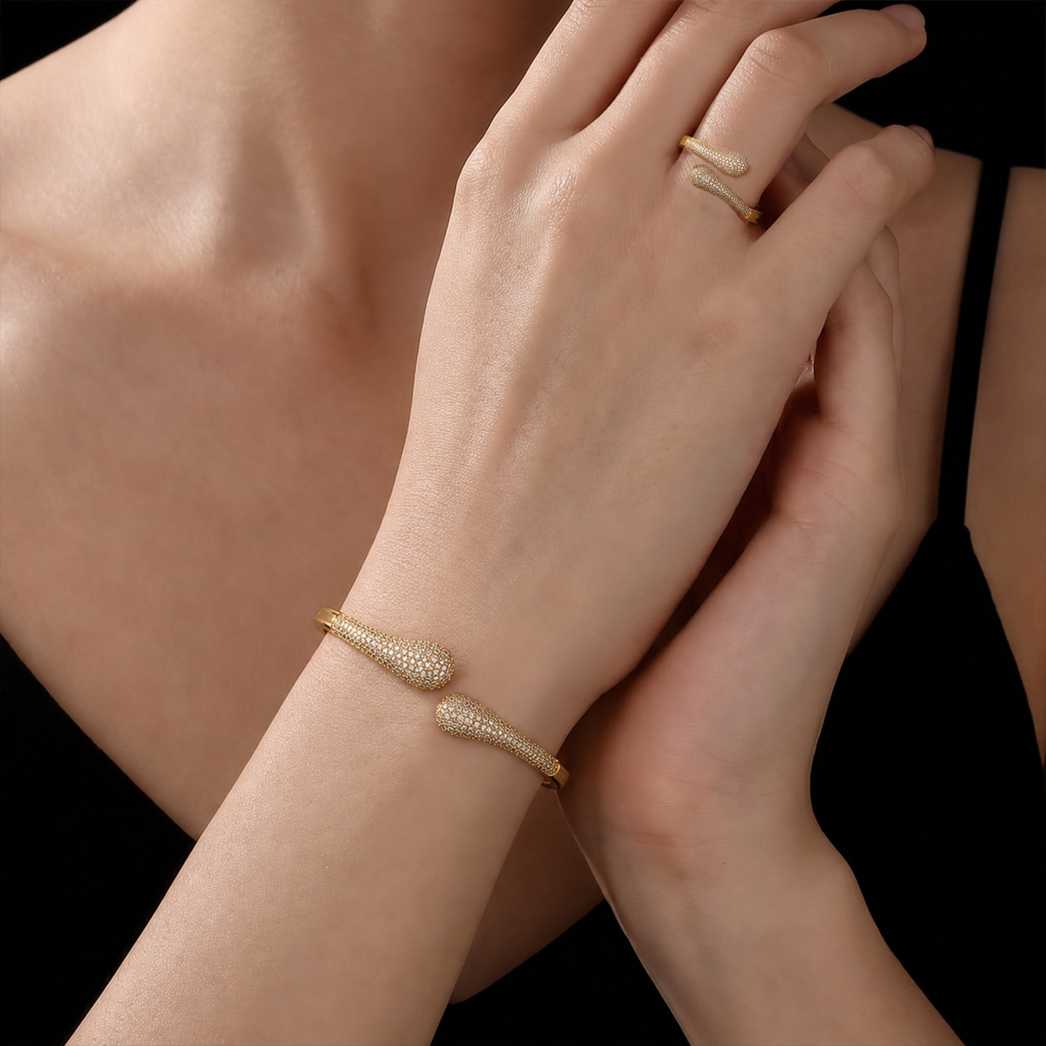 Bracelet transfrontalier européen et américain en cuivre incrusté de Zircon, bijoux en os de serpent