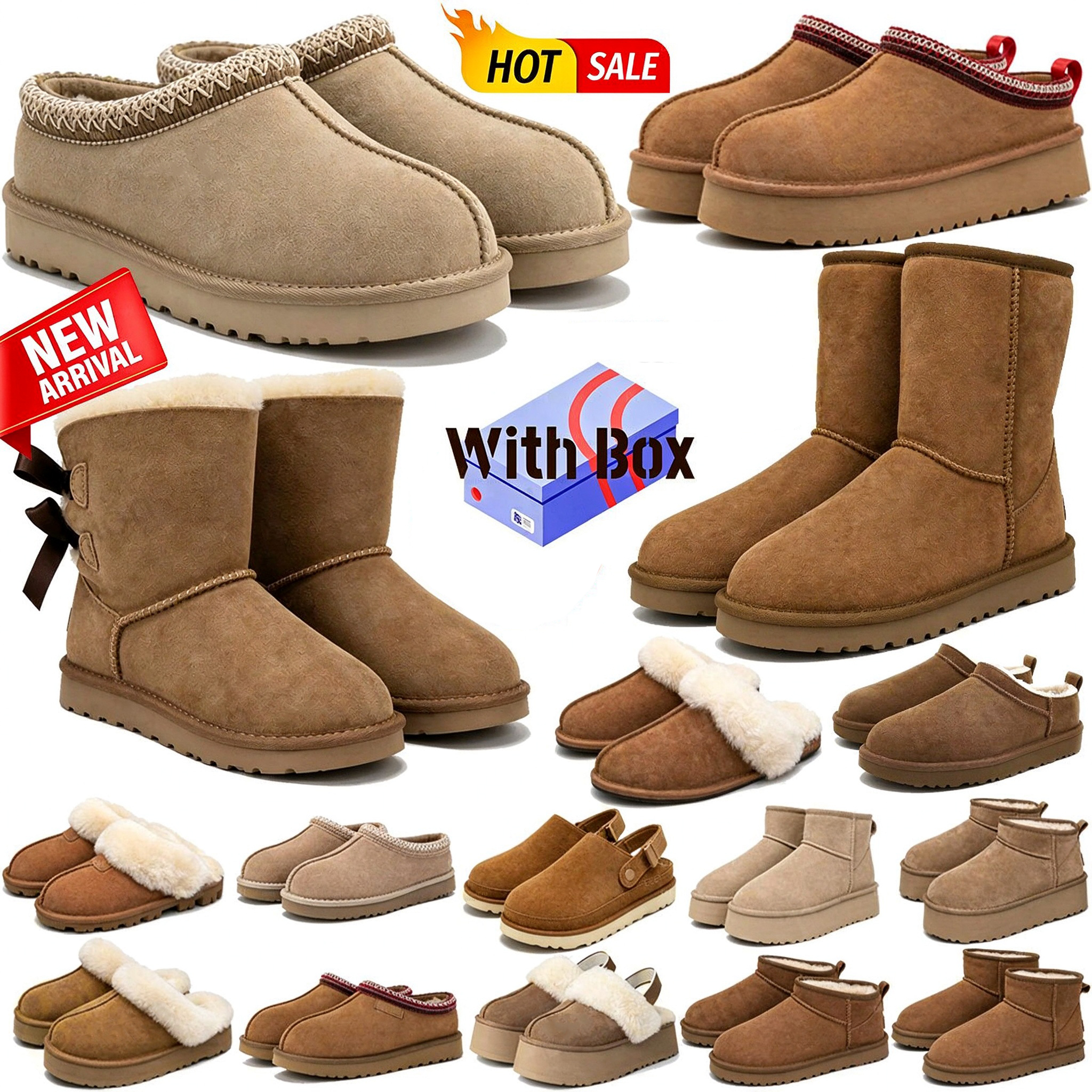 with box Designer Women Boots Winter Warmth Boots Goldenstar Evelina Clogs Tasman Tazz Slippers Platform High Quality Sneakers Fur Slides Suede Fuzz