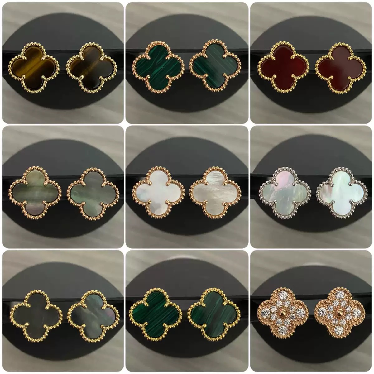 Luxury Designer Earrings with Mother-of-Pearl Black Diamond Studs White Clover Designer Jewlery For Women 18k Gold Plating Clover Earring bijoux