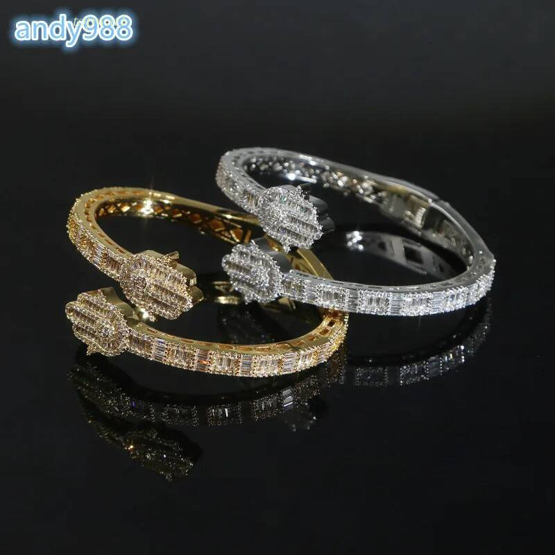 Fashion New Hip Hop Open Set Palm Moissanite Full Diamond Punk Style Bracelet Women Ins Luxury Romantic Jewelry Gift