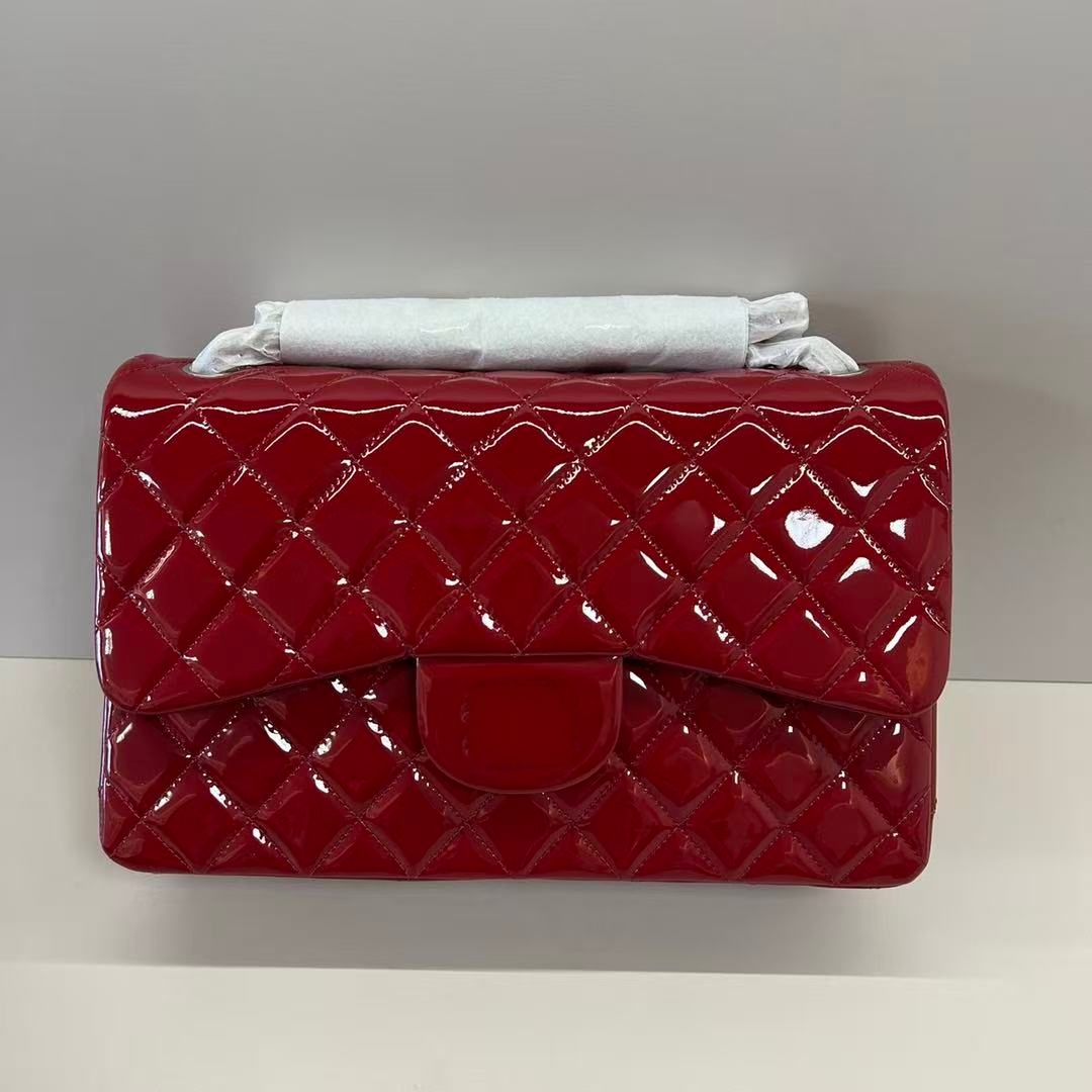 12A designer shoulder bag classic flap bag mirror quality bags patent leather Burgundy 25cm hand bags designer women designer bag with box designer