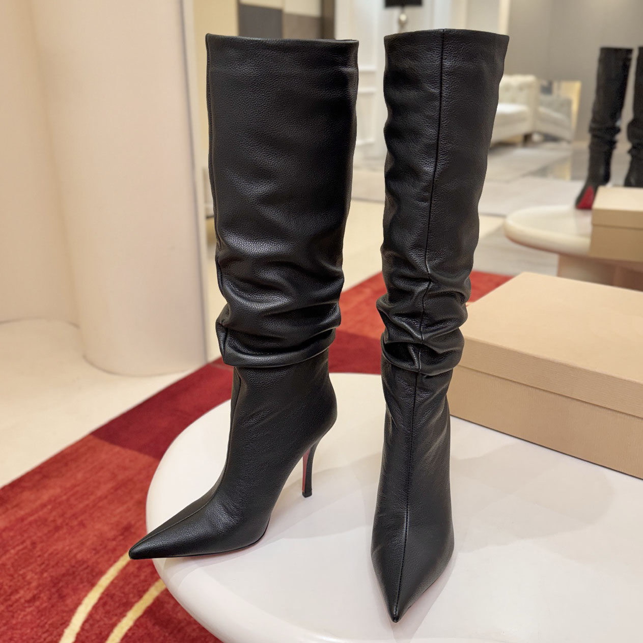Designer Top-notch Zependris Boot New high-quality leather high-heeled boots 100mm Women's Fashion Leather Knee-High Boots