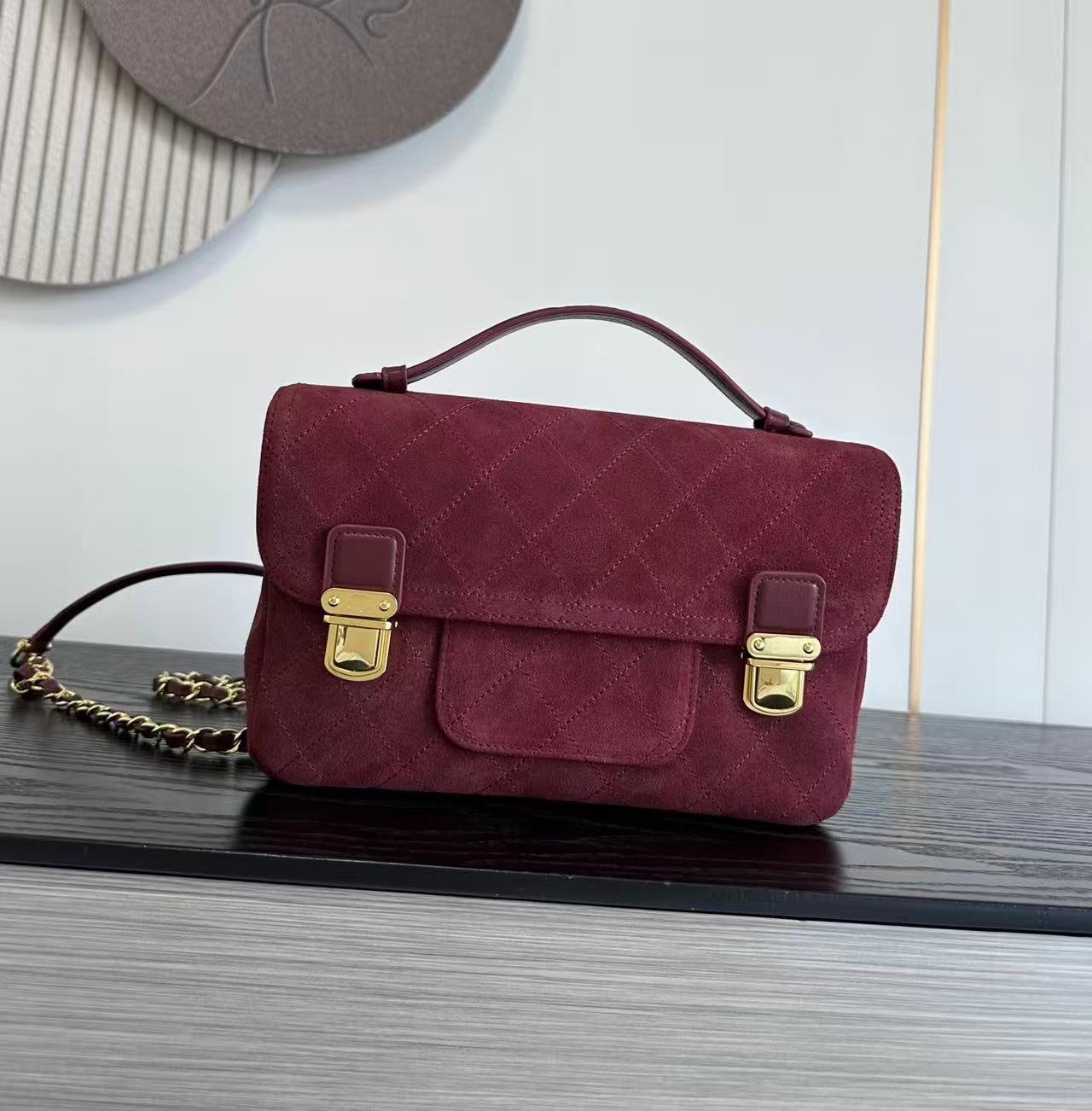 12A designer tote bag bags designer women bag 26B New Autumn/Winter Suede in Apricot 25cm designer bag handbag high quality designer backpack for wo