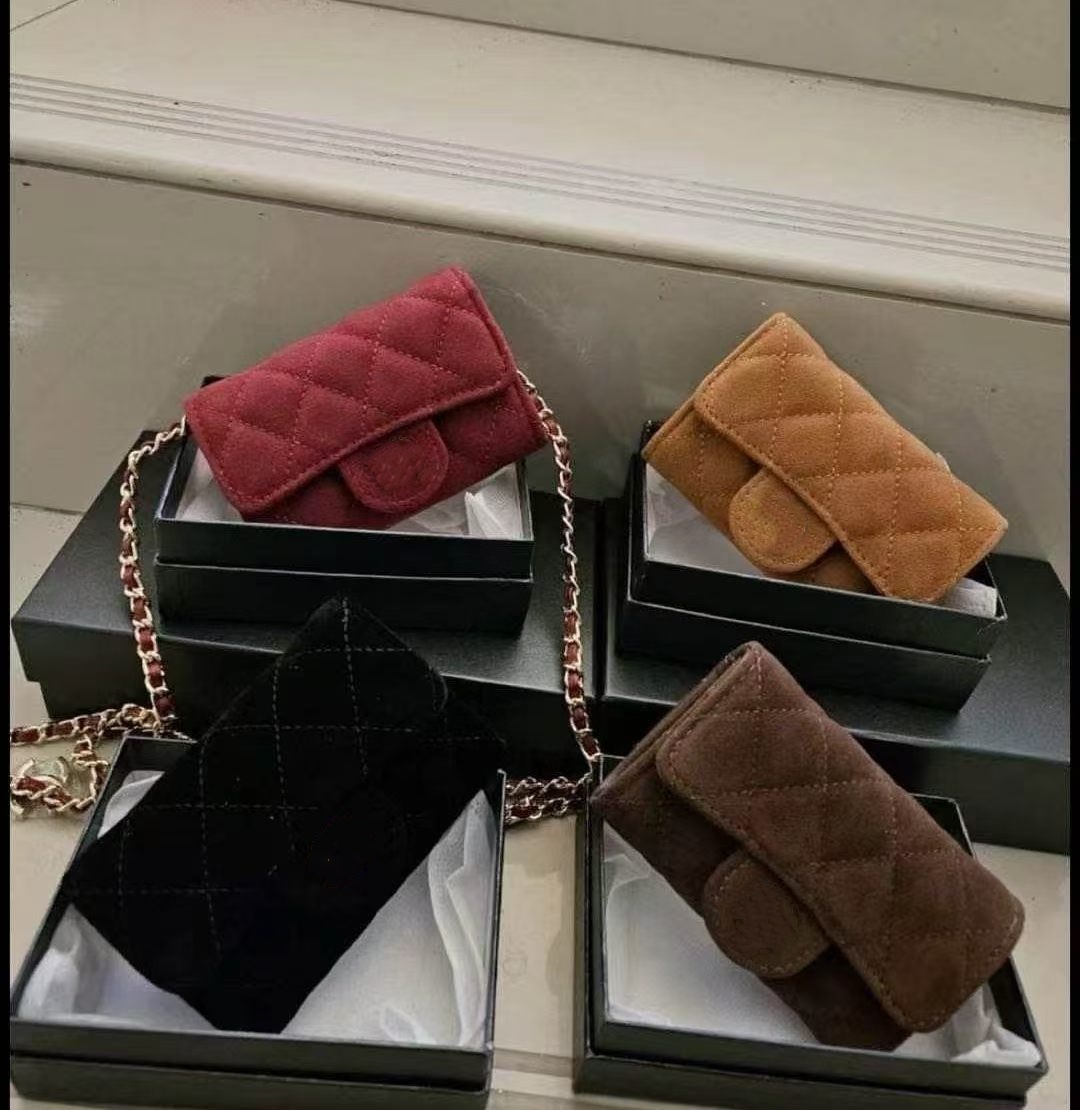 Winter mini wallet designer shoulder bag chain handbag plaid wallet fashion bag double letter buckle caviar pattern women's dinner bag wallet89