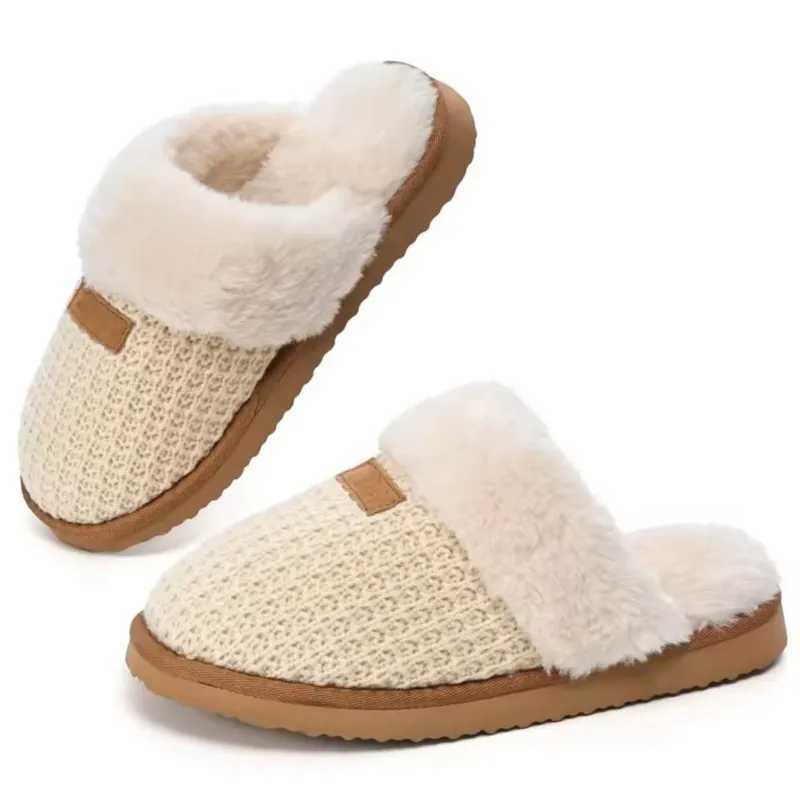 Evshine invierno pantuflas borrosas para mujeres nuevo tejido de felpa toboganes de interior cálidos zapatos de algodón suave y cómoda piel mullida