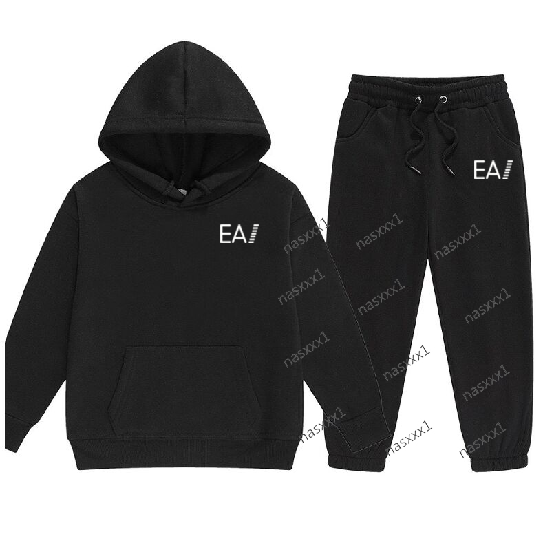 Ensemble 2 pièces à capuche et pantalon pour enfants, automne et hiver, décontracté, avec lettres imprimées, pantalon à capuche, survêtement en p