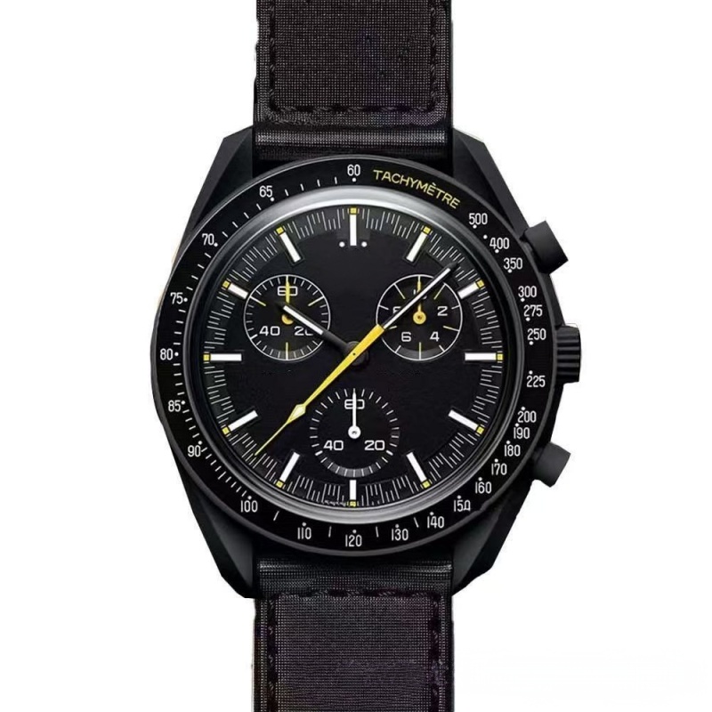 27ss Bioceramic High quality Full Function Chronograph Quarz Mens Watch Mission To Mercury 42mm Nylon Luxury Mens Planet Moon Wristwatches