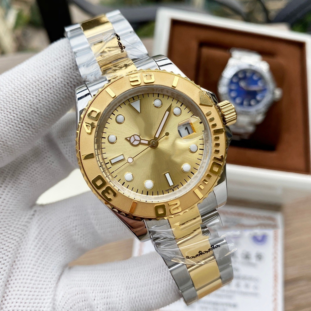 Montres automatiques de luxe pour hommes, boîtier en acier inoxydable de 43mm, cadran rond, montre-bracelet à la mode avec boîte-cadeau