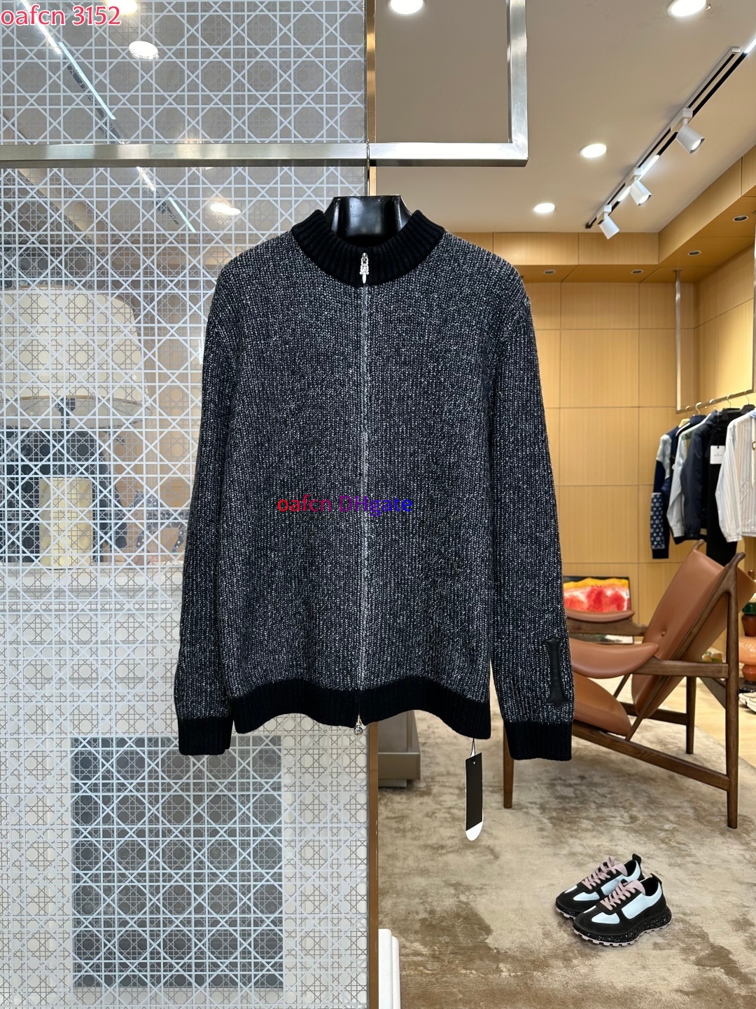 Men's sweaters designer sweaters fashionable letter jacquard casual sweaters CHROME Cross Tie Leather Half High Collar Zipper Knitted cardigan