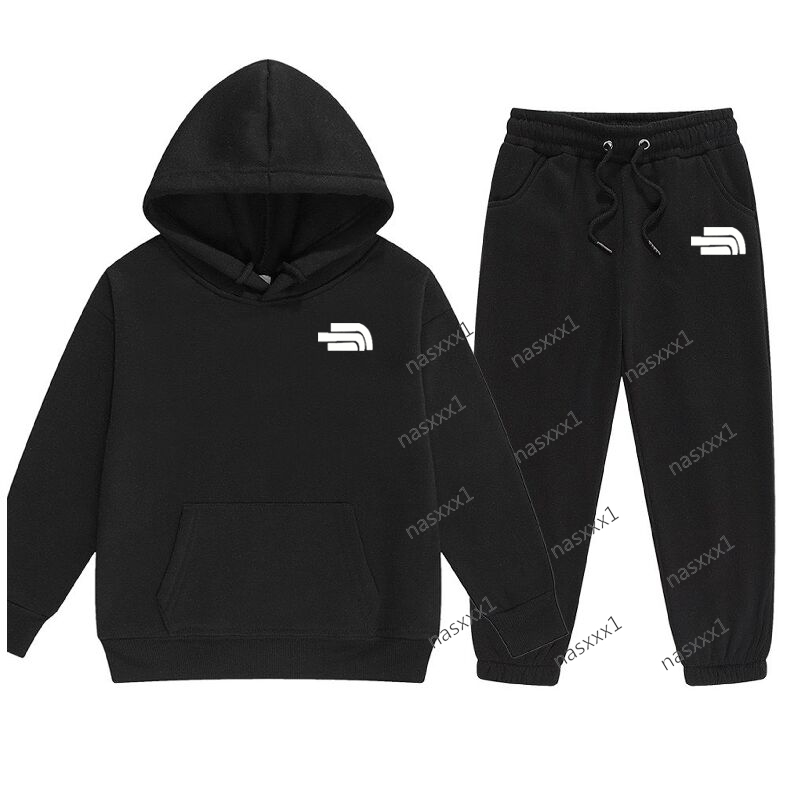 Sweat à capuche en coton polaire pour enfants, pull de sport avec lettres imprimées, manteau, sweat-shirt et pantalon, ensemble de loisirs pour g