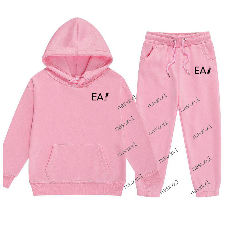 Sweat-shirt chaud d'hiver pour enfants, ensemble à capuche rose, décontracté, lettre imprimée, pantalons et haut à capuche, cadeaux charmants pou