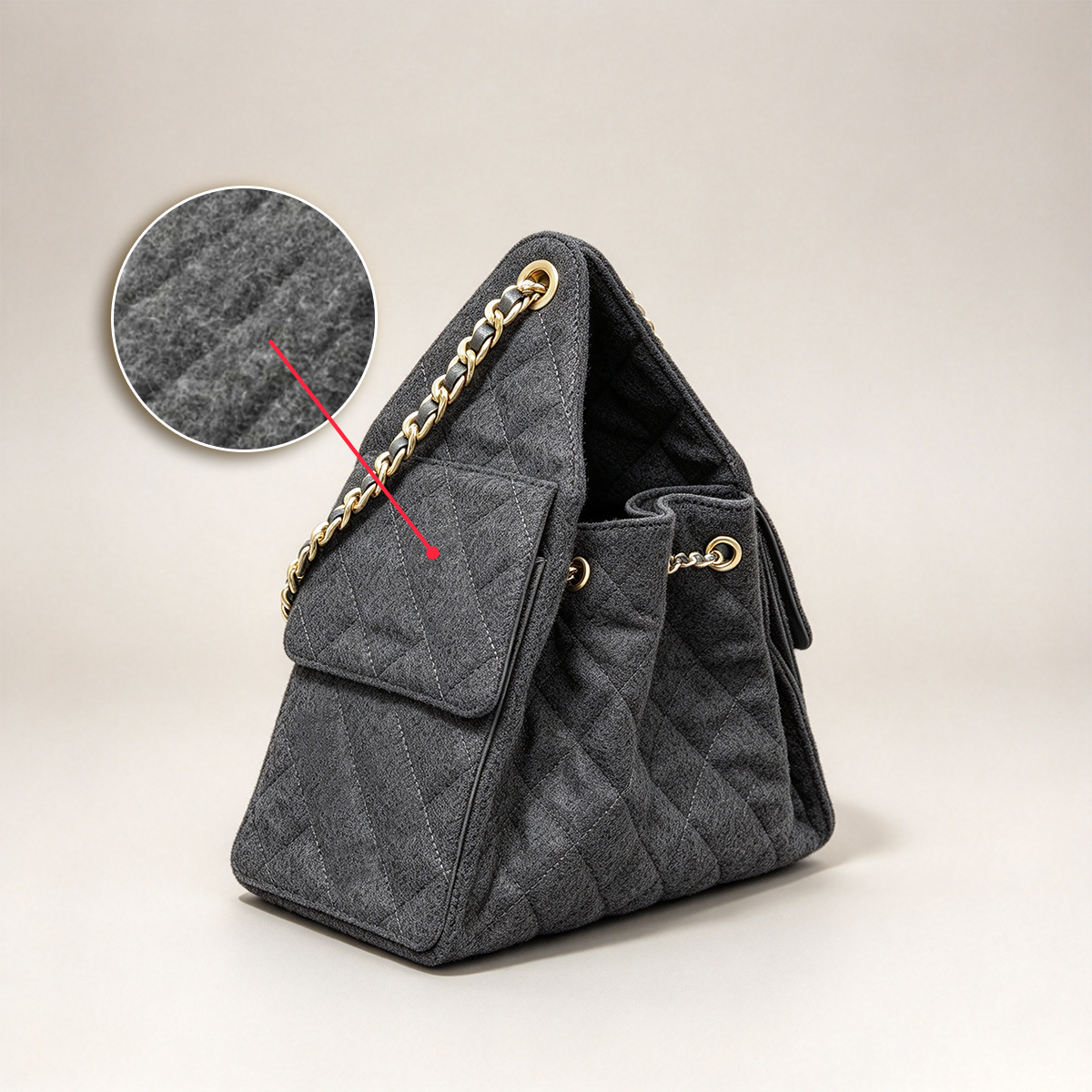 Designer bag Dark Grey Wool Felt 25bag Hobo Handbag 2026 Autumn Winter New Women Fashion Wool Felt Hobo Tote bag Drawstring Chain Crossbody Shoulder