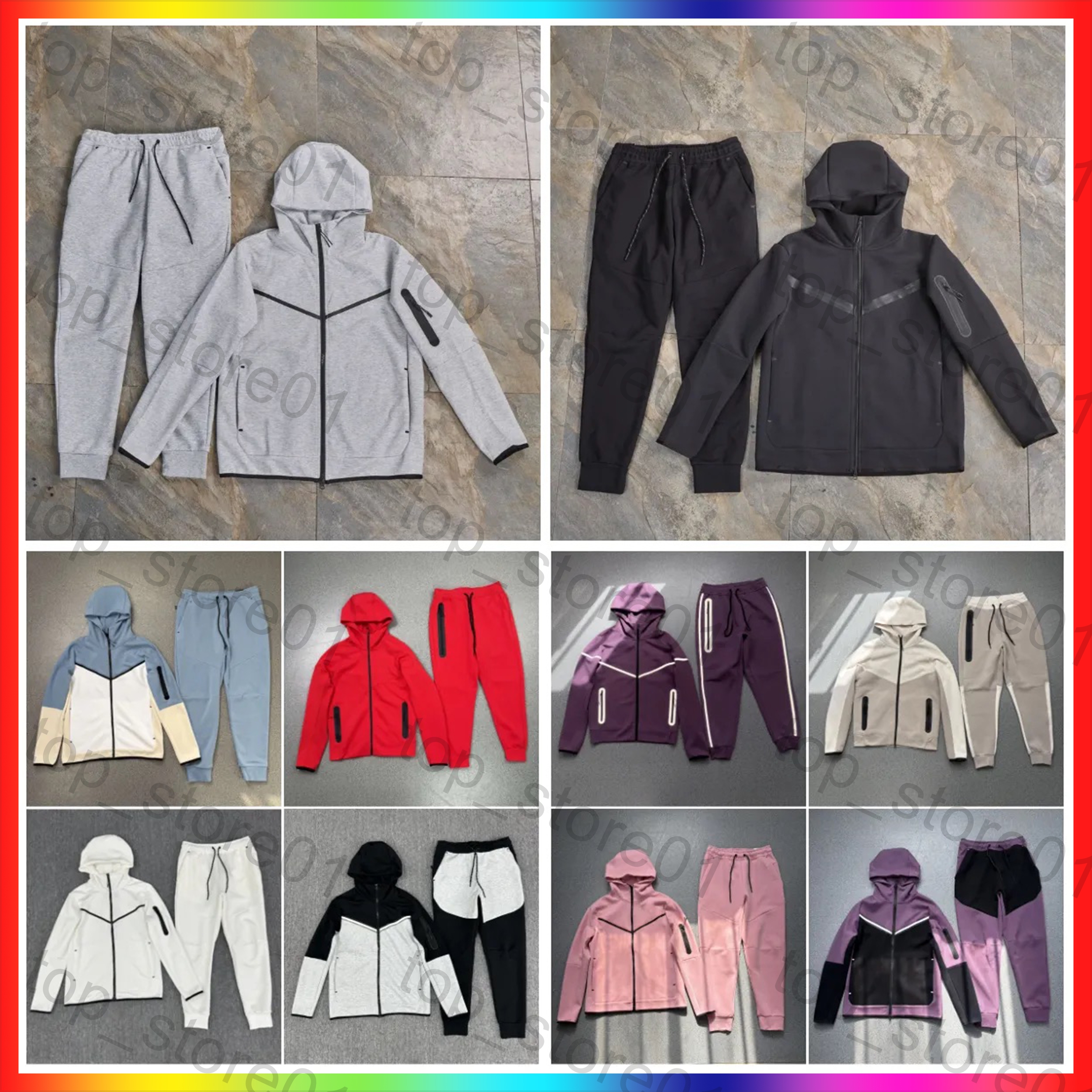 2026 Tech Fleece Tracksuit Mens Womens Full Zip Hoodie Jogger Pants 2 Piece Set Designer Sportswear Jacket Sweatpants Thick Winter Casual Running Ou