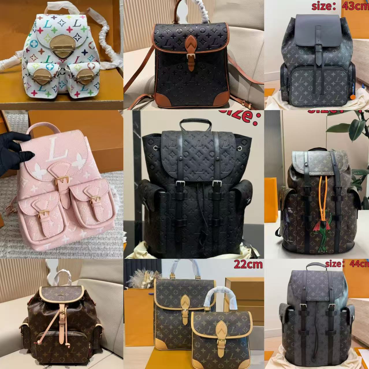 Designer backpack Vintage Print Leather Backpack Multiple Sizes Casual Travel Rucksack Fashion Shoulder Bag For Men Women Outdoor School Daypack