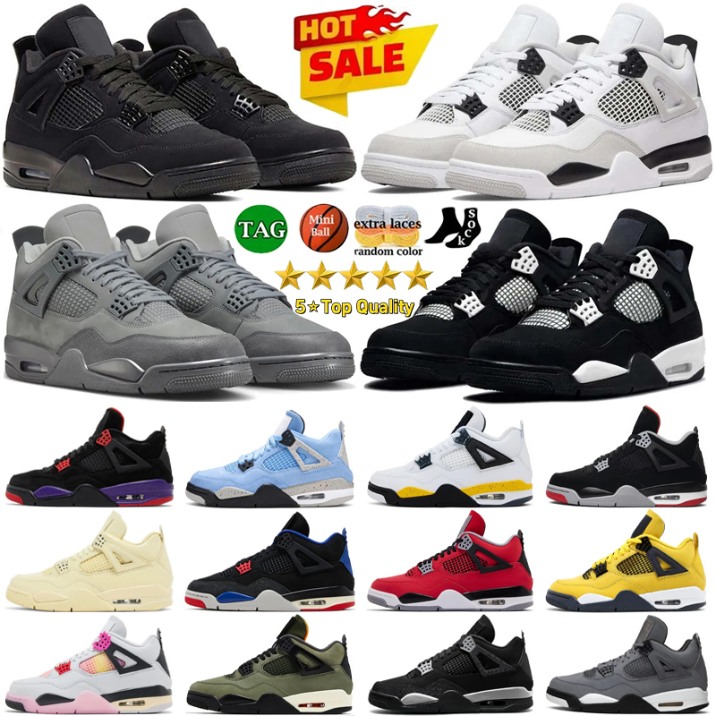 Avec Box Designer Chaussures 4s Chaussures de basket-ball 4 Black Cat Bred Sail Rouge Blanc Ciment Jaune Thunder Cool Gris Université Bleu Chauss