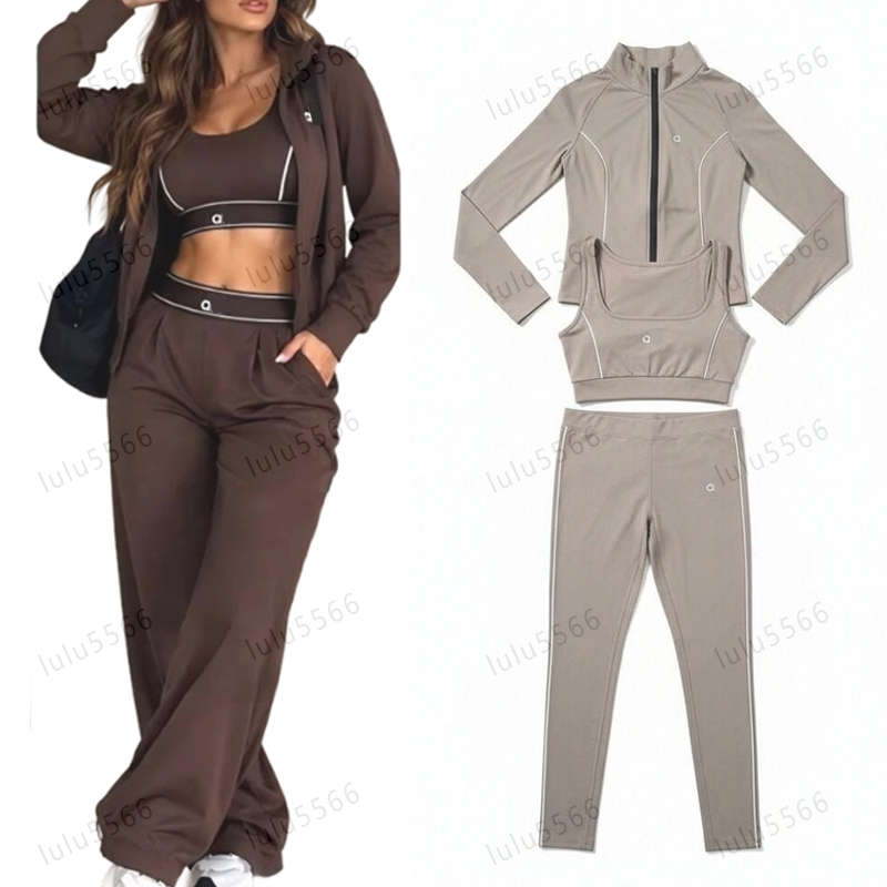 Tenues de yoga Ensembles de survêtements pour femmes Ensemble veste trois pièces Ensemble de survêtement de créateur Sweat-shirt Active Wear Zip
