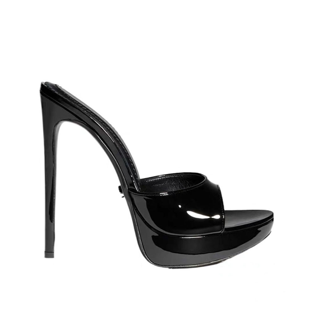 Designer Simplicity Platform Mules Slippers Sandals Women Super High Stiletto Heels Open Toe Slide Sandals Party Wedding Heeled Slippers 12cm 10.5cm