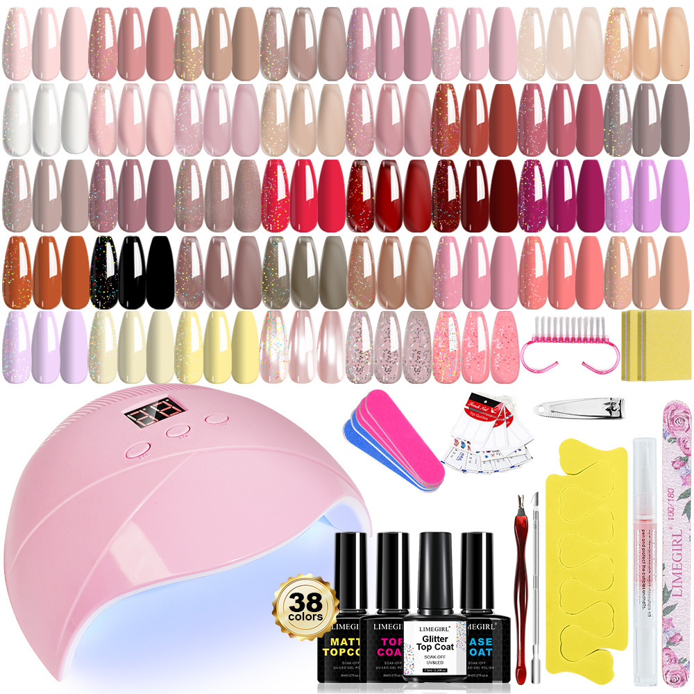 Luxe 2026 Nouveaux kits d'art de peinture à ongles 38 couleurs Nail Art Tool Set Nude Rose Polonais Faux Ongles Peinture Sèche Lampe Décoration C