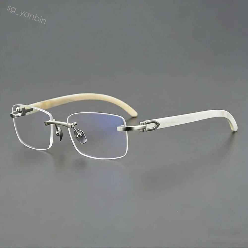 2026 Premium Designer Sunglasses Popular Horn Shaped Frameless For Men High End Retro Business Casual Anti Blue Light HD Lightweight Reading Glas
