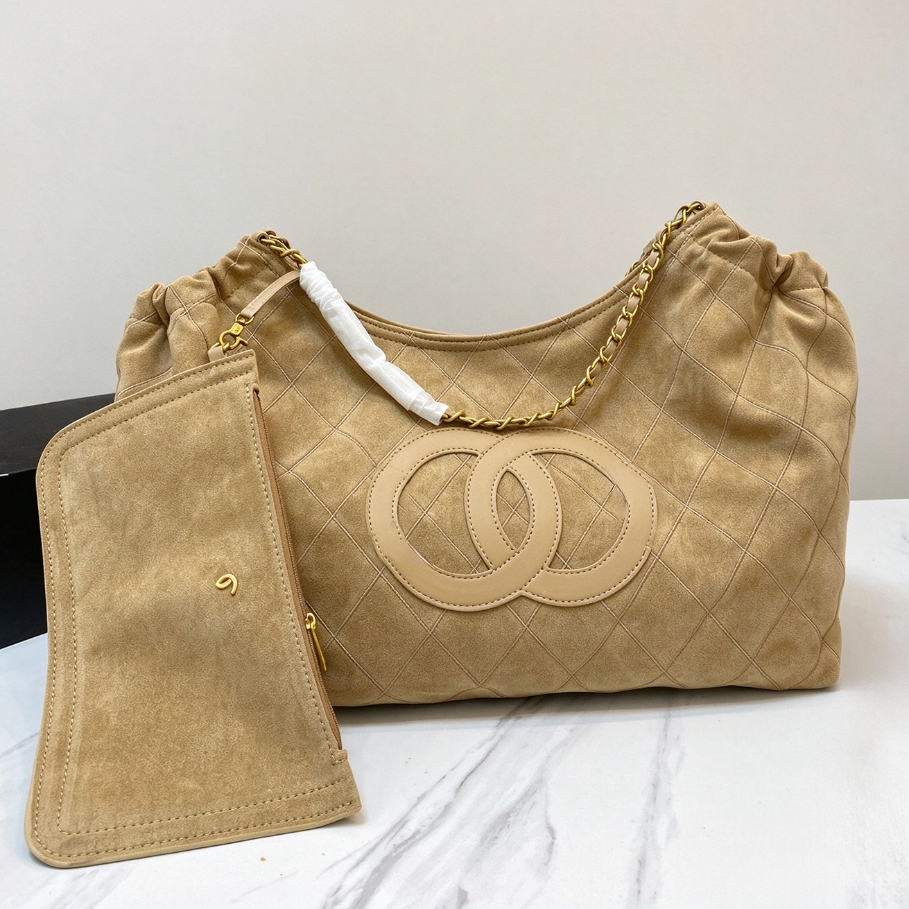 Designer bag Suede Tote bag 26B Hobo Chain Shoulder Bag Women Handbag Large Capacity Shopping bag With Matching Zipper Pouch Casual Daily Slouchy Un