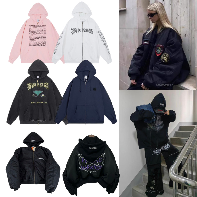 vetement jacket coat Designer Vintage Embroidered Patchwork Racing Motorcycle Suit PU Jacket VTM Jackets Fashion Luxury Leather Jacket For Men And W