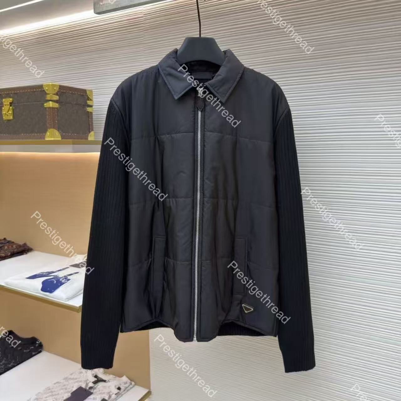 26ss wool blend Herringbone cardigan designer high-quality nylon wool knit patchwork cotton jacket autumn and winter warm plus-size Men's Jacke