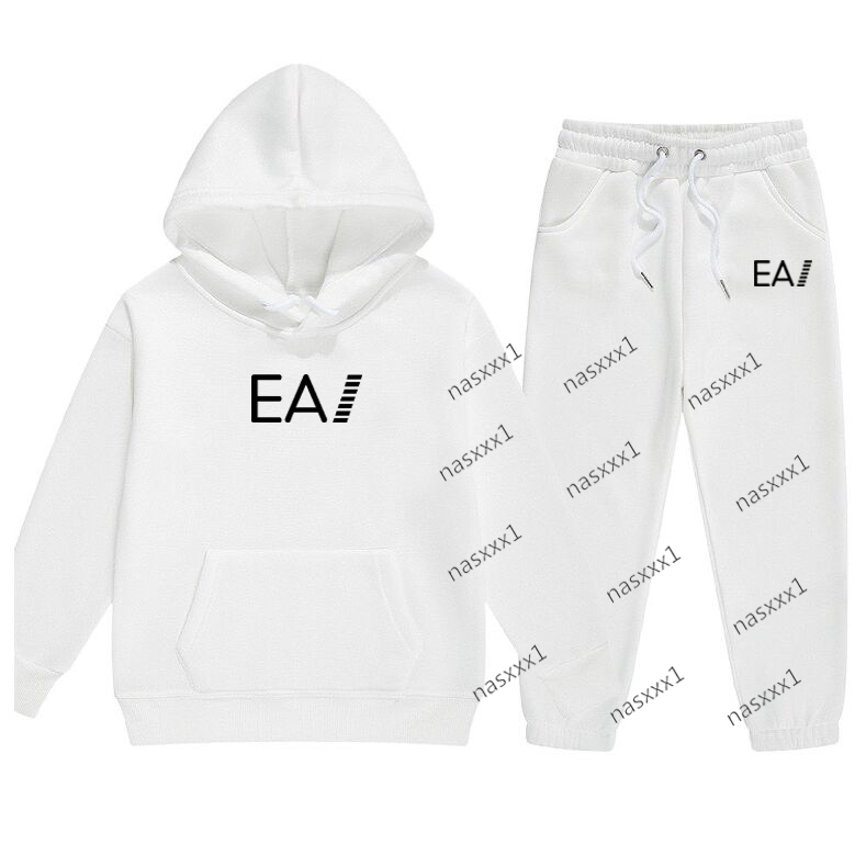 2Pcs Kids Boys Girls Winter Warm Suits Children Cotton Fleece Hooded Sweater Sweatpants Set Toddler Letter Print Tracksuit Sportsuit