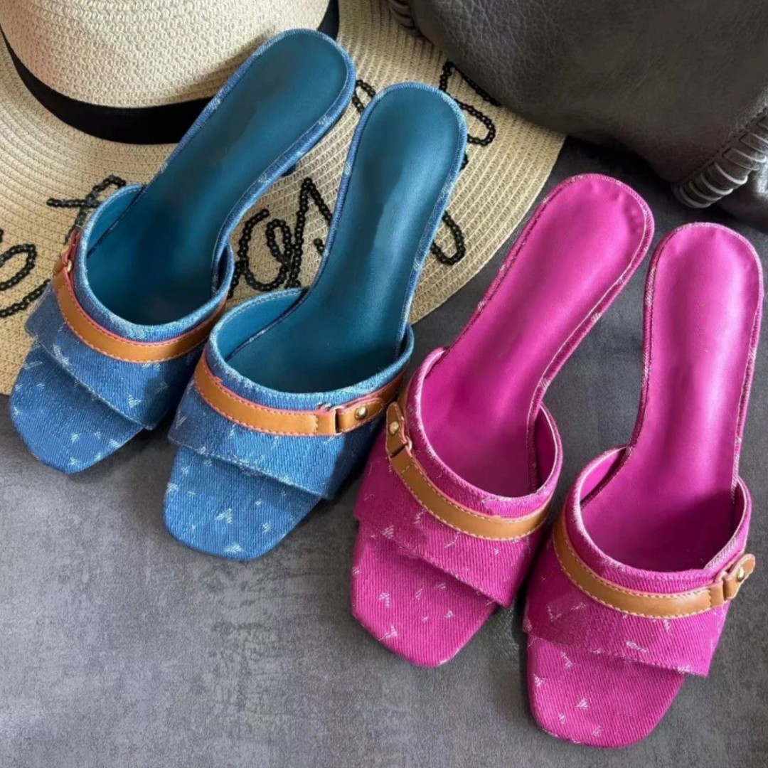 High heel murakami 6am mule wedge heel Sandal Designer slipper Summer Fuchsia Denim slide woman sandale dress elegant slingback lily Luxury Beach Hi