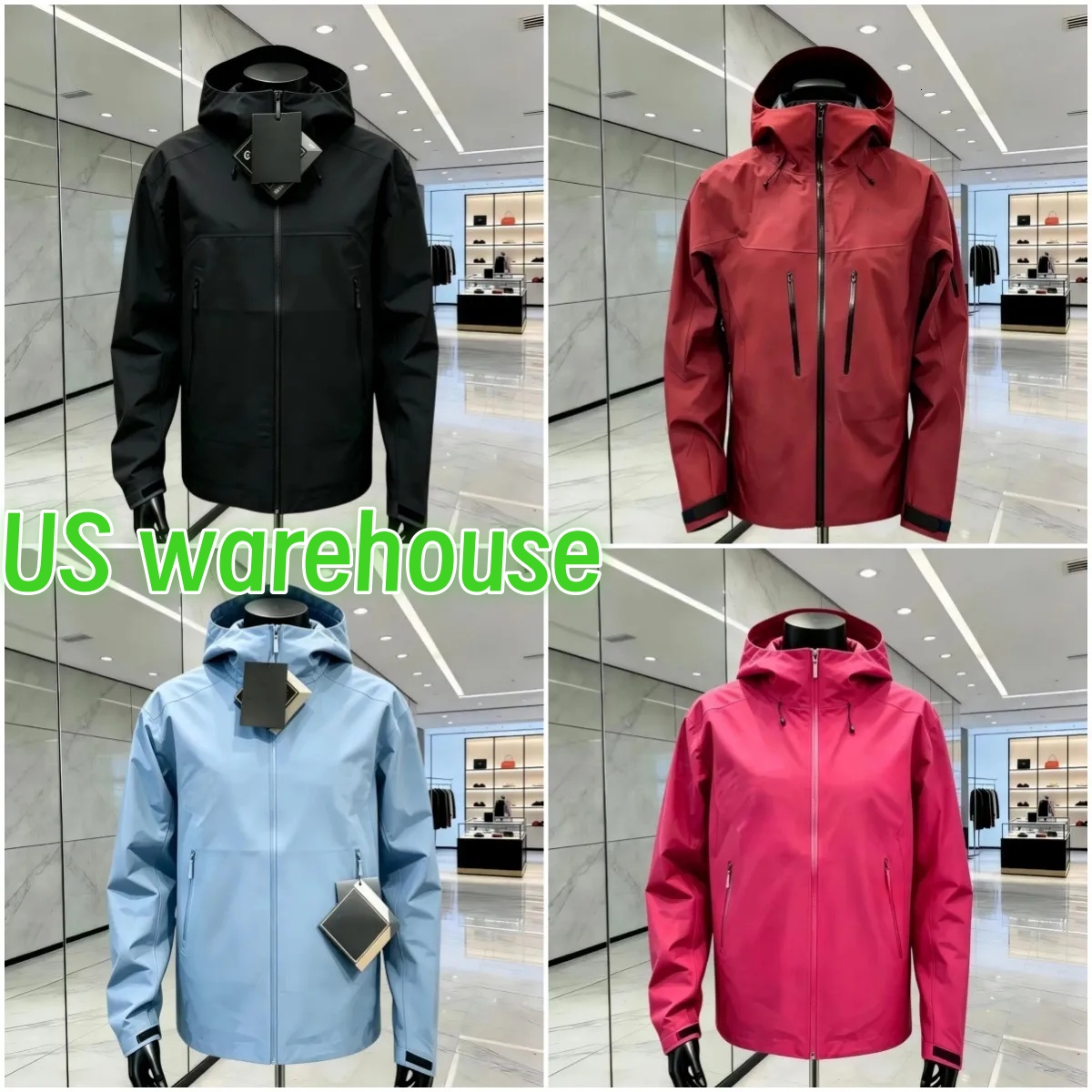 Men Women Gore Tex Hard Shell Ski Jacket Waterproof Windproof Hooded Zip Up Windbreaker High End Designer Trendy Arcs Outdoor Coat