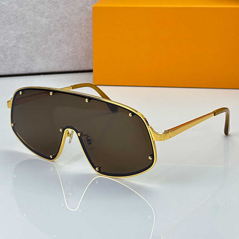 Oversized Surrounding Metal Frame Sunglasses 7638 Designer Mens Womens Metal Full Frame Integrated Lens Outdoor Sports Lunettes de soleil velo With