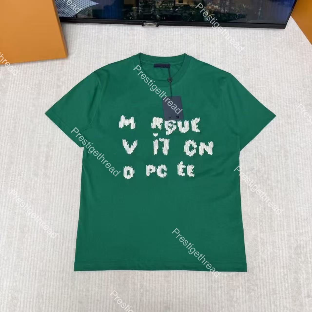 Designer High-Quality Men's T-Shirts, 26 New Colors, Letter Embroidery, Crew Neck Short Sleeve T-Shirt, Front Letter Embroidery, Green Top