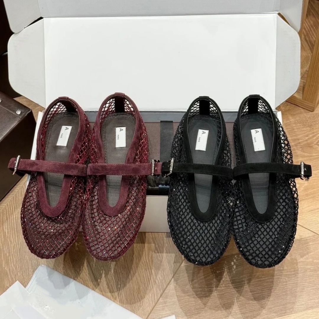 Rhinestone leather suede Mesh fisherman ballet Flat Designer Shoe Woman Mary Jane Casual slipper Fashion ballerina Luxury Loafer Run walk Hike Dress