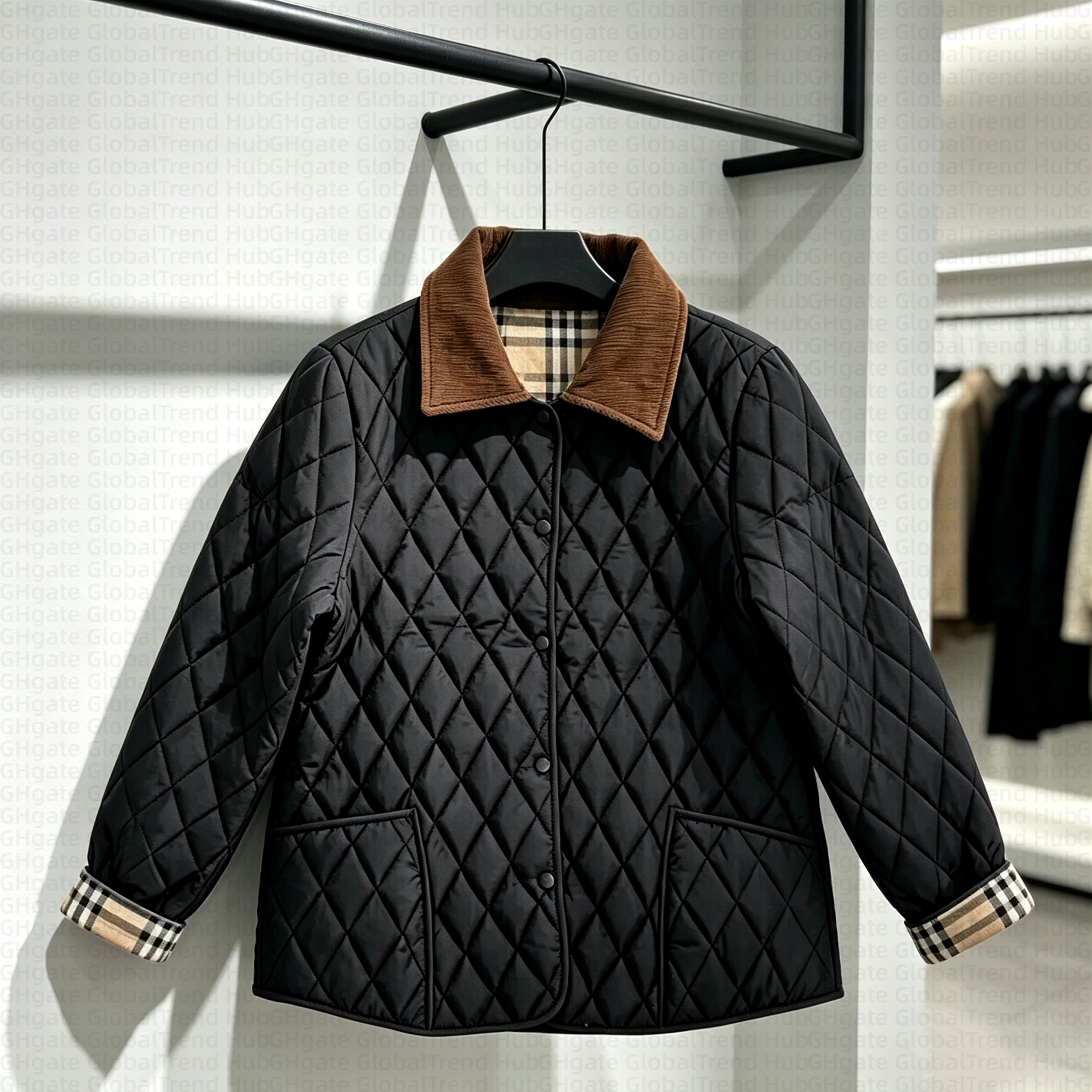 womens coat Ladies Casual Light Quilted Outwear, Diamond Stitch Padded Jacket, Corduroy Collar, Autumn Winter Warm Fashion Coat For Travel Vacation,