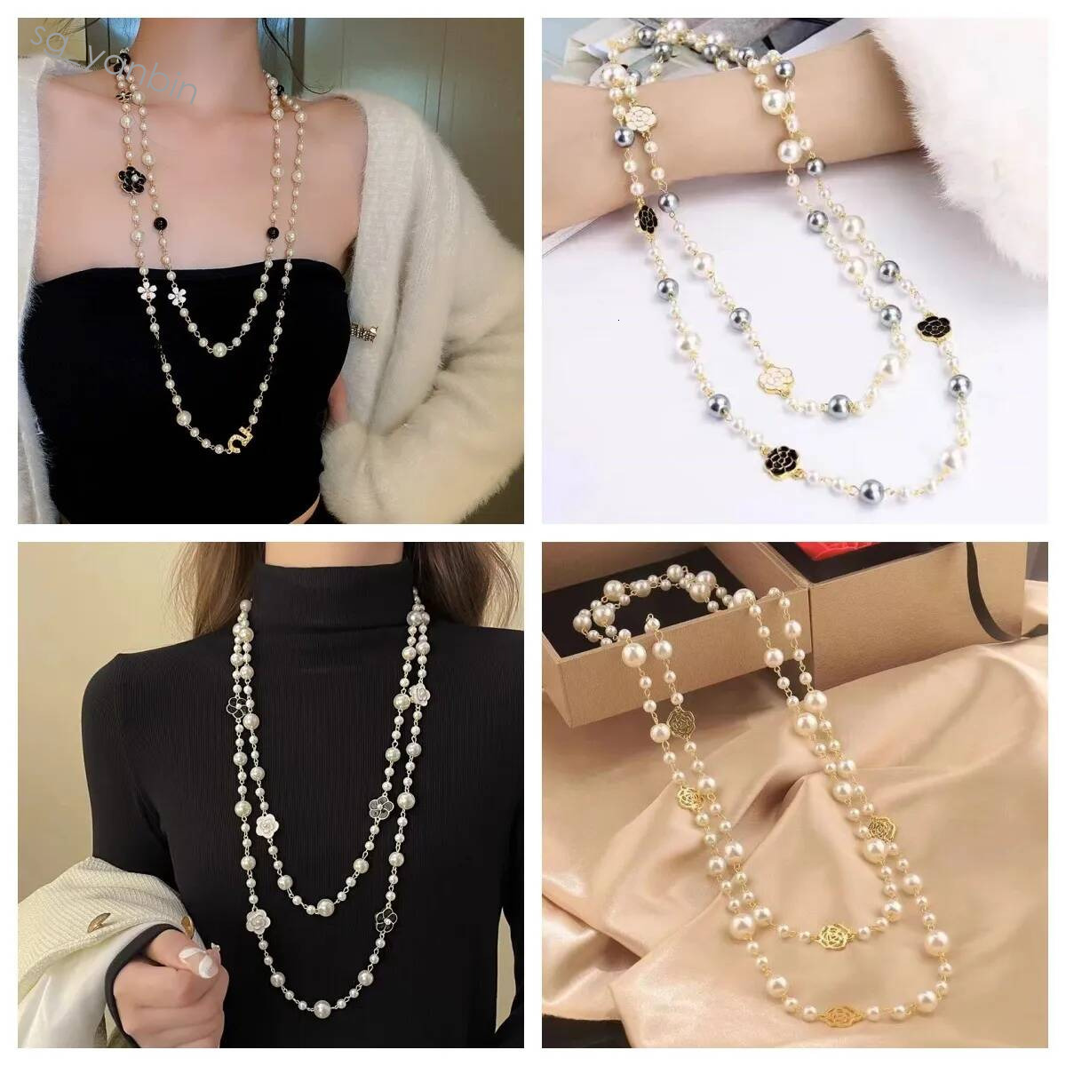 Bijoux de marque de luxe, série 160Cm, collier de perles en verre fait à la main, multicouche empilable, longue chaîne de pull pour femmes, acces