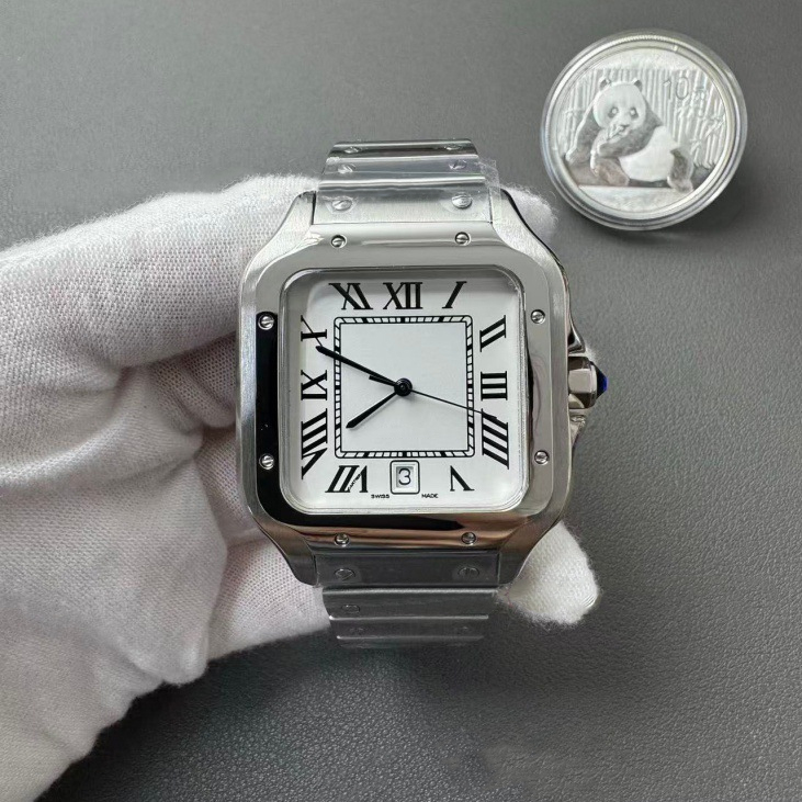 Luxury Men's Stainless Steel Casual Watch, Classic Elegant Designer Wristwatch 35mm 39.8mm with Gift Box